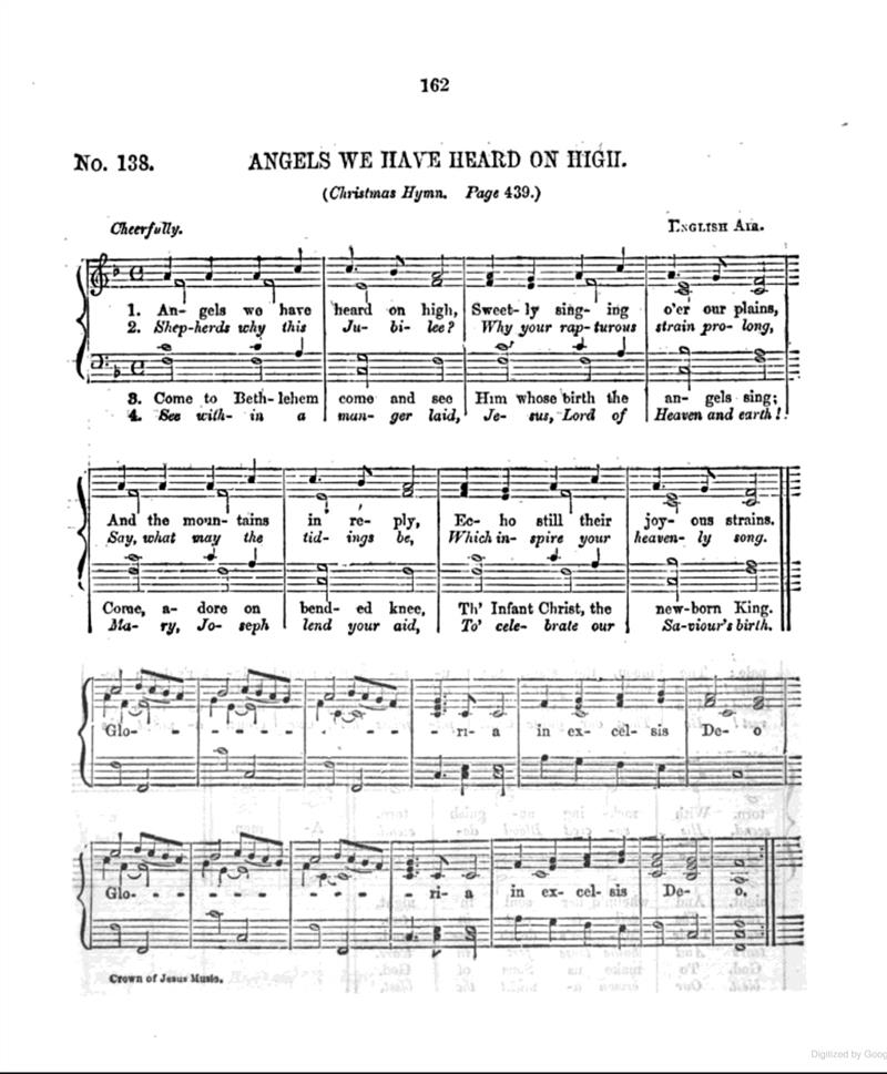 Angels We Have Heard On High (Crown of Jesus Music 1864) cover