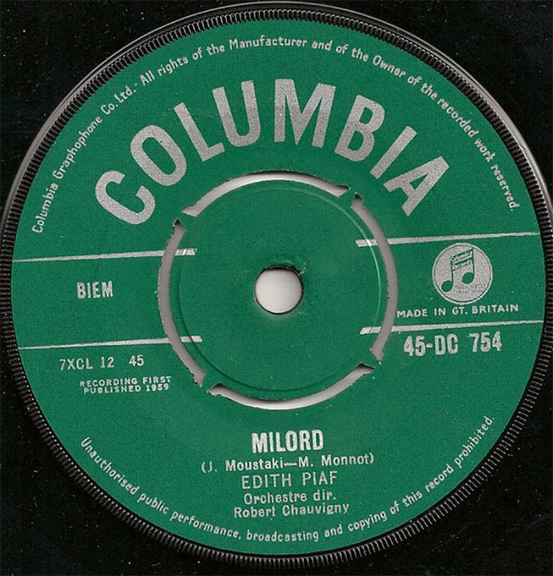 Milord - Edith Piaf 45-DD 709 cover