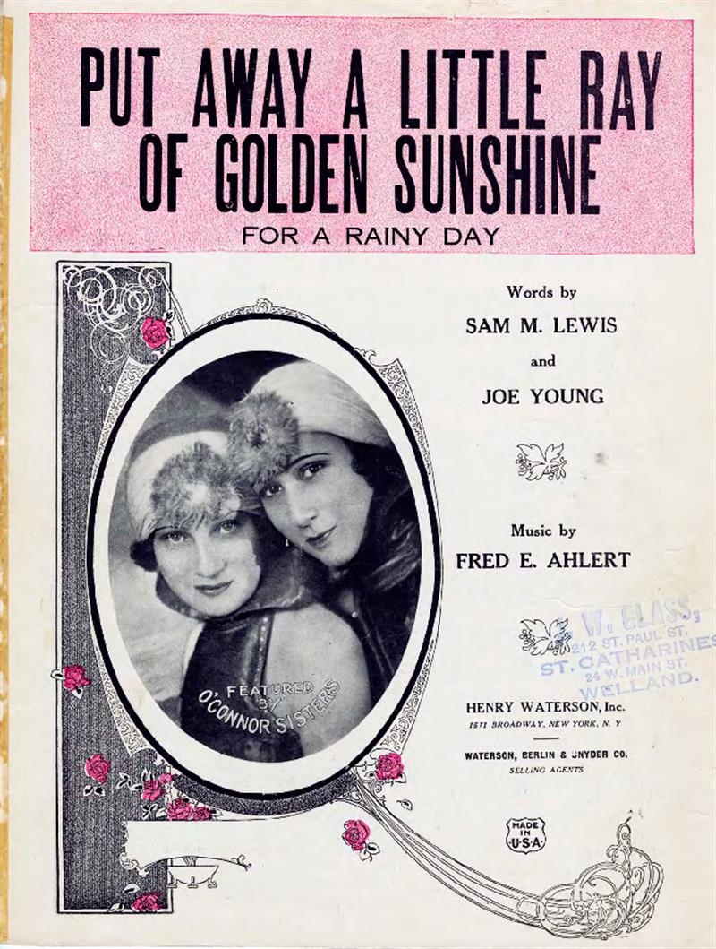 Put Away A Little Ray Of Golden Sunshine - O'Connor Sisters