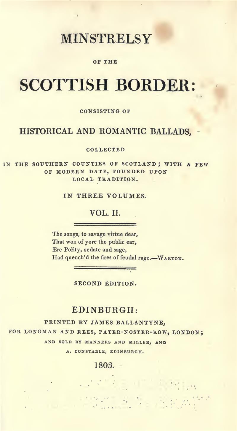 Minstrelsy Of The Scottish Border II (1803)