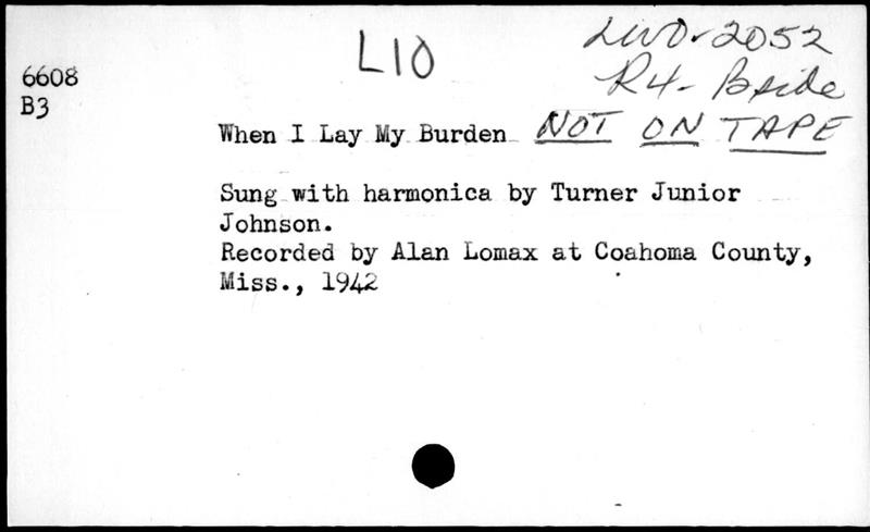 When I Lay My Burden Down - LOC index 6608-B3