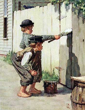 Norman Rockwell. Tom and the Fence