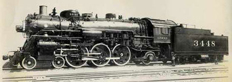 ATSF Engine 3448, Pacific type 4-6-2. Purchased from Baldwin Locomotive Works in 1924.